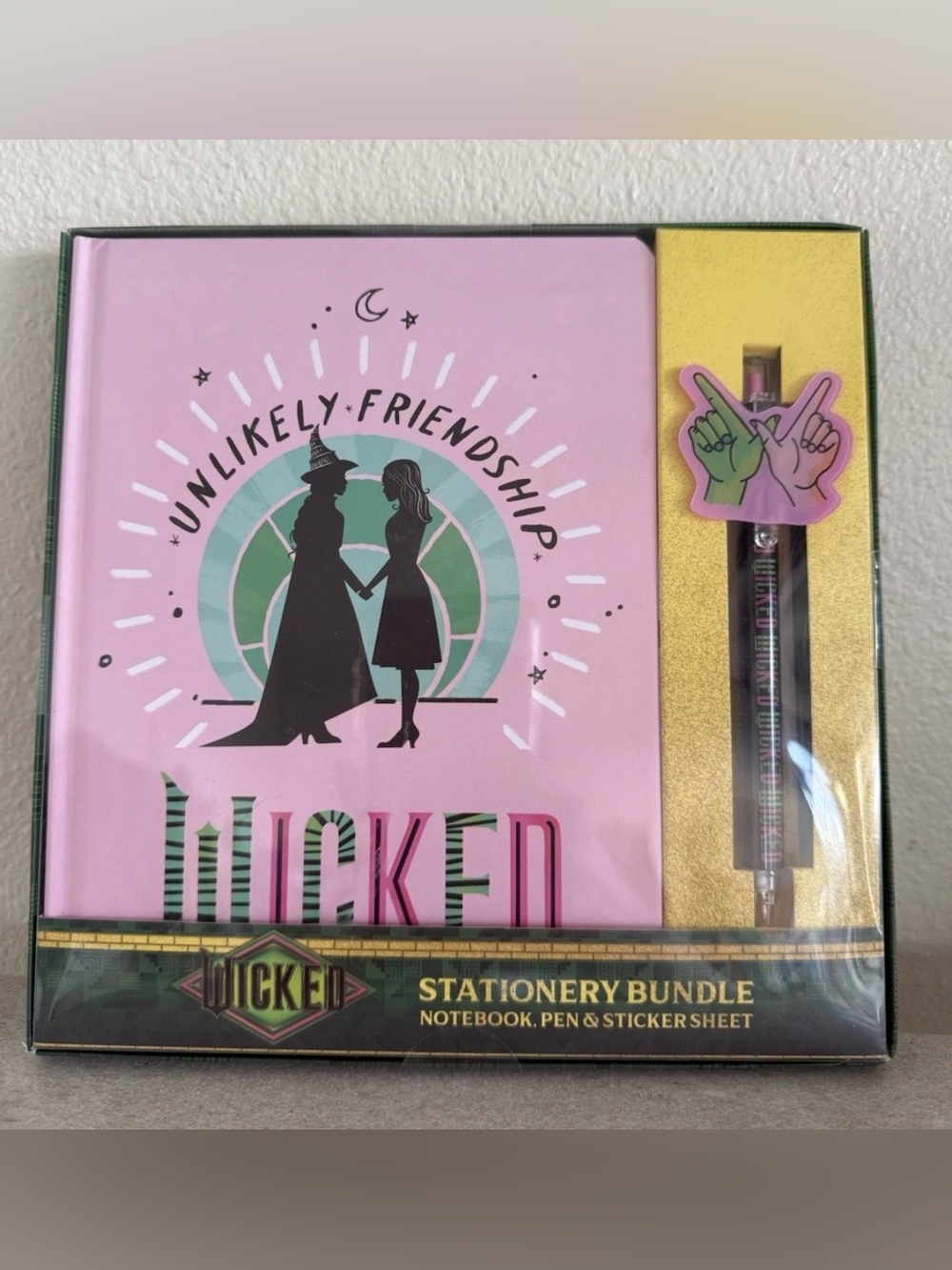 Wicked Unlikely Friendship Stationery Set Notebook Pen Stickers NEW